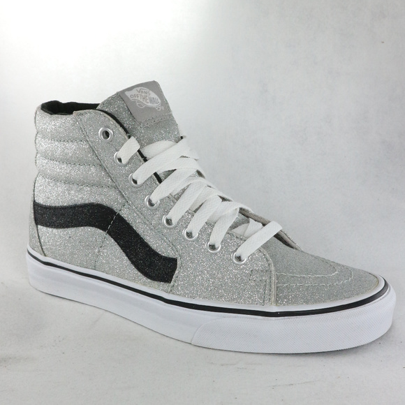 Vans Shoes - New VANS SK8-Hi Sparkly Glitter Silver/Blk Sneaker